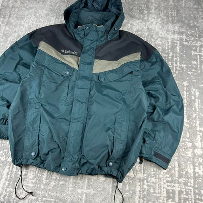 VINTAGE 00s COLUMBIA TECHNICAL HOODED UTILITY JACKET GREEN