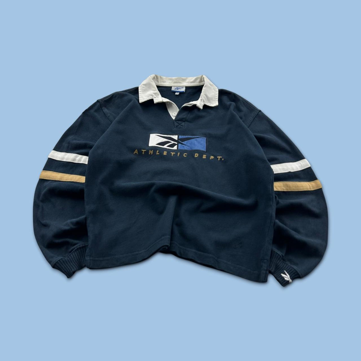VINTAGE Y2K REEBOK LONG SLEEVE RUGBY POLO SHIRT NAVY