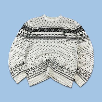VINTAGE Y2K CHAPS CHUNKY KNITTED JUMPER WHITE
