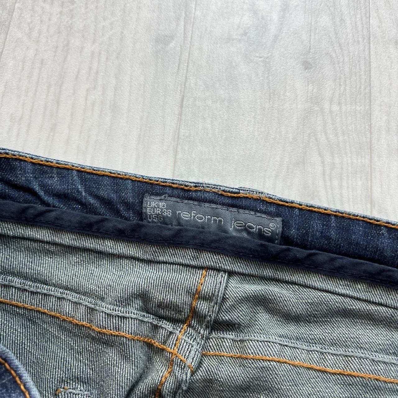 VINTAGE Y2K REFORM LOW RISE EMBROIDERED SLIM BOOTCUT JEANS NAVY BLUE