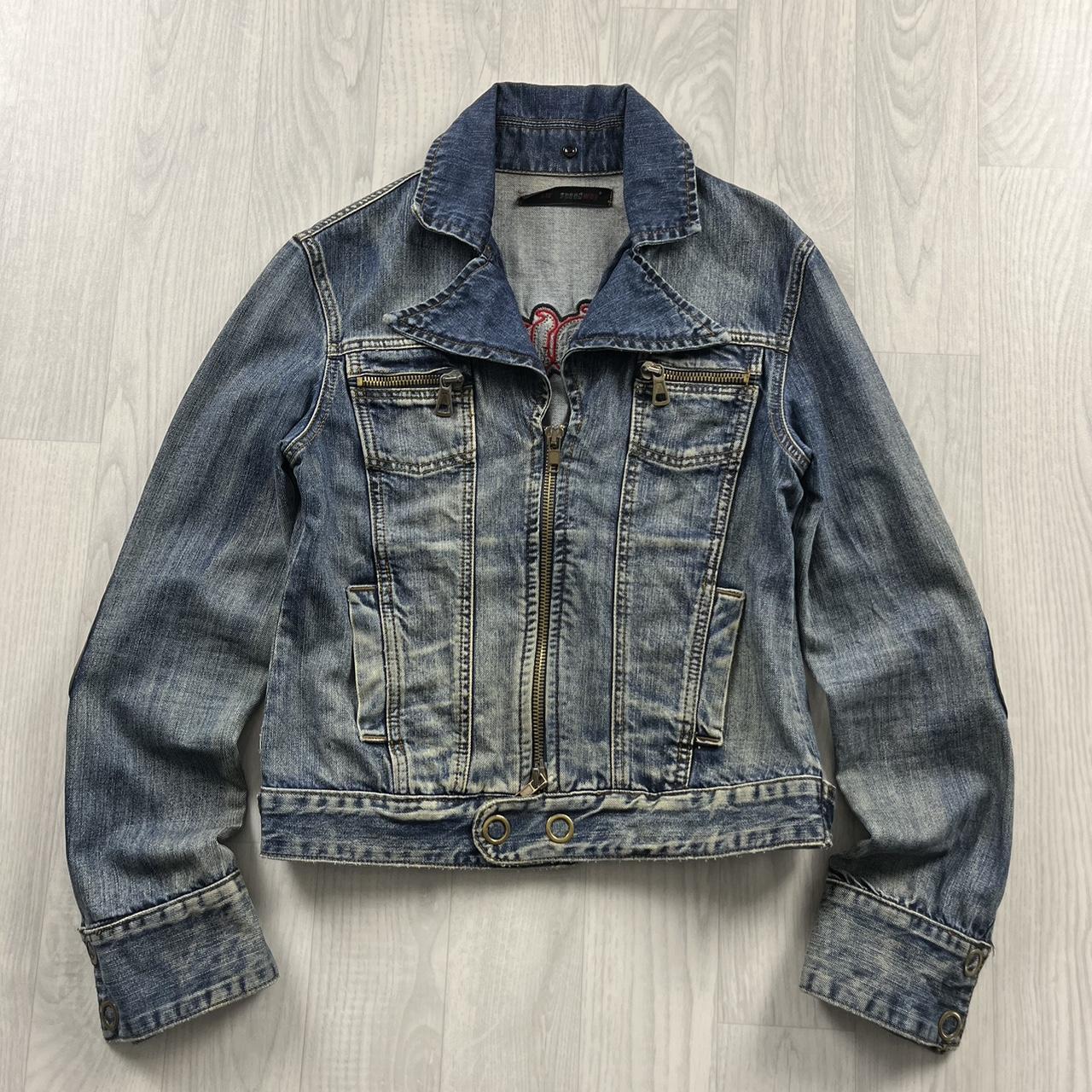 VINTAGE Y2K EMBROIDERED HIP HOP DENIM JACKET BLUE