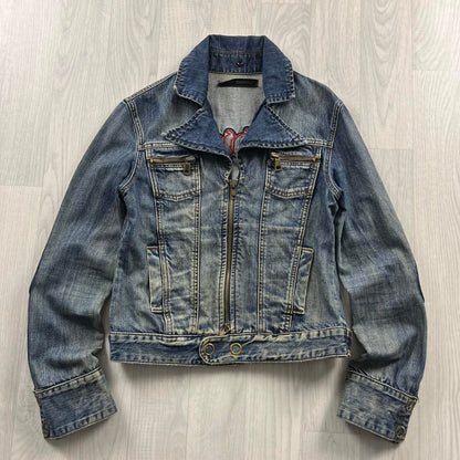 VINTAGE Y2K EMBROIDERED HIP HOP DENIM JACKET BLUE