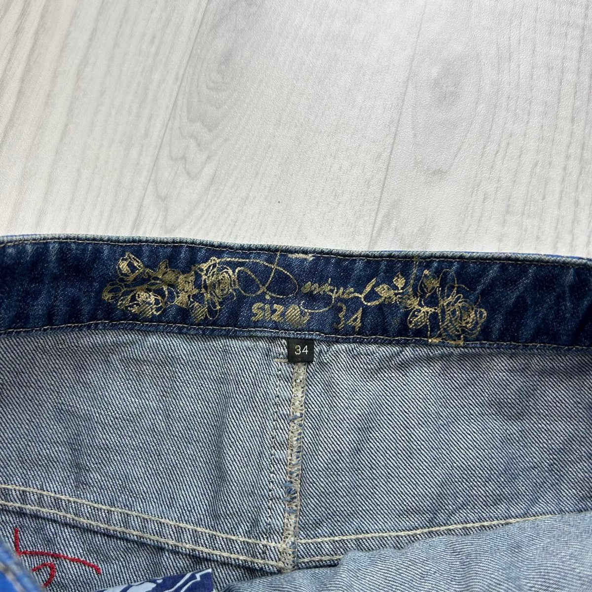 VINTAGE Y2K DESIGUAL DENIM ASYMMETRIC MINI SKIRT BLUE