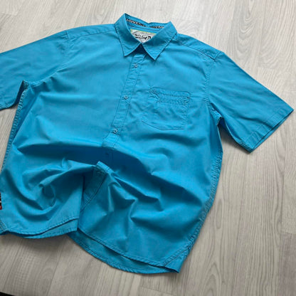 VINTAGE Y2K QUIKSILVER SHORT SLEEVE SHIRT BLUE