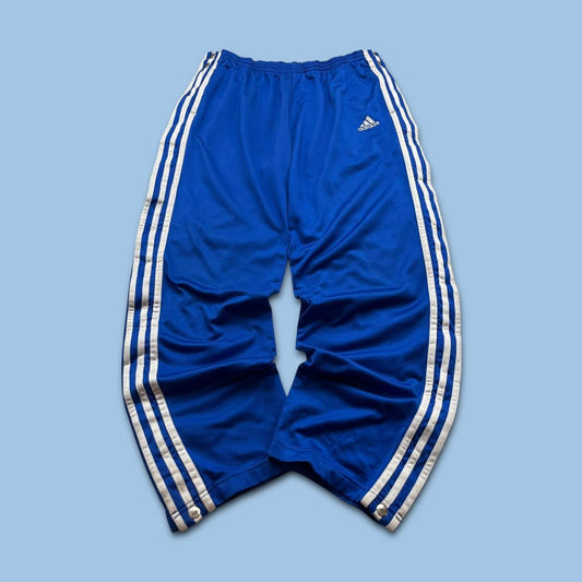 VINTAGE Y2K ADIDAS SIDE STRIPE POPPER BAGGY TRACKSUIT BOTTOMS BLUE