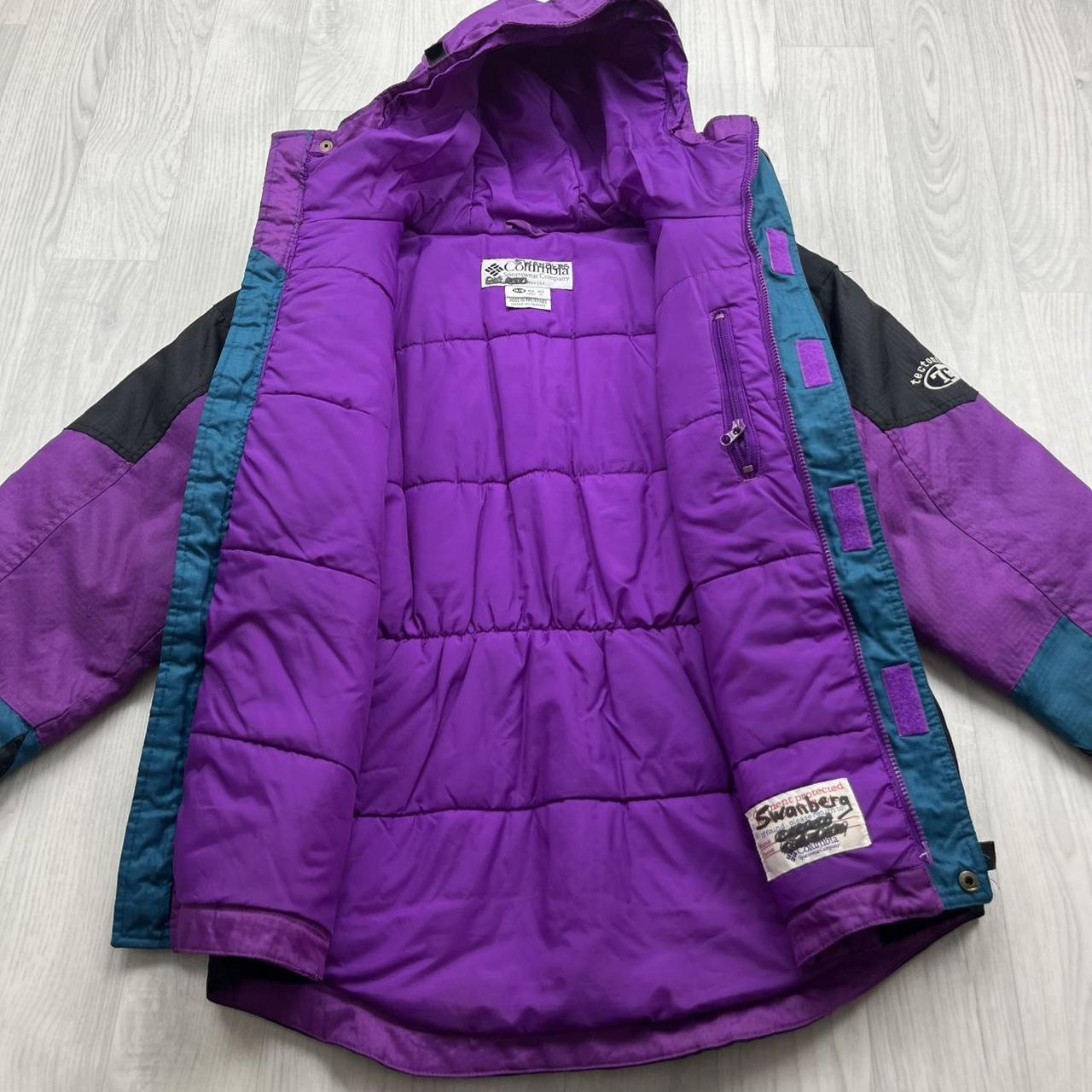 VINTAGE 00s COLUMBIA TECHNICAL SKI HOODED JACKET PURPLE BLACK
