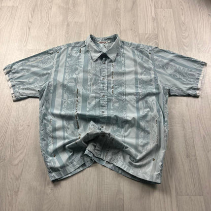 VINTAGE Y2K QUIKSILVER GRAPHIC SHORT SLEEVE SHIRT BLUE