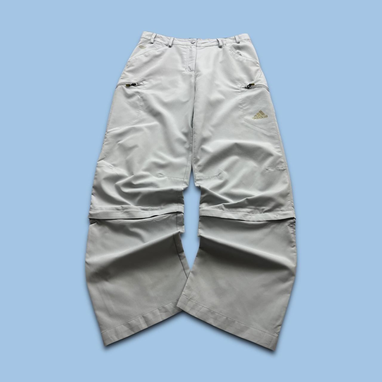 VINTAGE Y2K ADIDAS BAGGY TRACKSUIT BOTTOMS CREAM/GREY