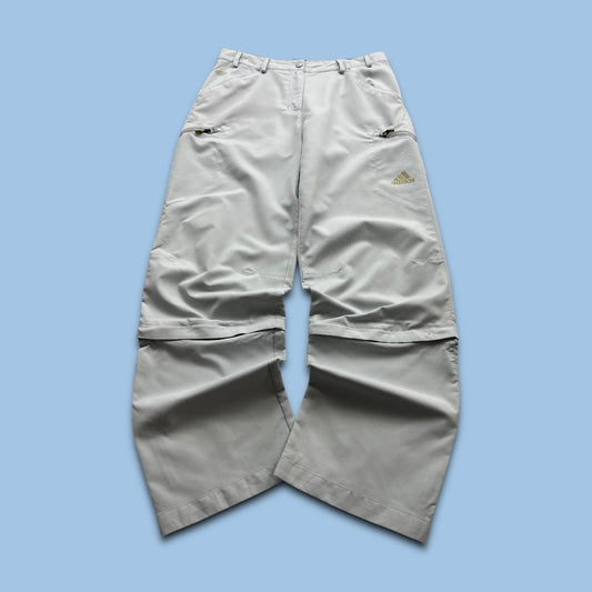 VINTAGE Y2K ADIDAS BAGGY TRACKSUIT BOTTOMS CREAM/GREY