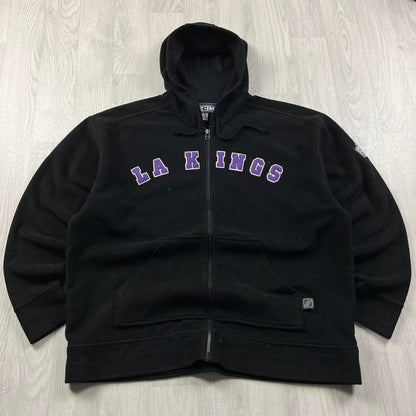 VINTAGE Y2K NHL SPELL OUT ZIP FLEECE HOODIE BLACK