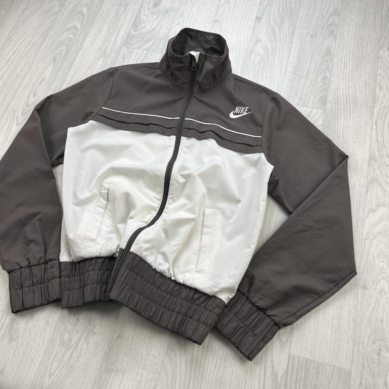 VINTAGE Y2K NIKE WINDBREAKER TRACK JACKET BROWN / WHITE