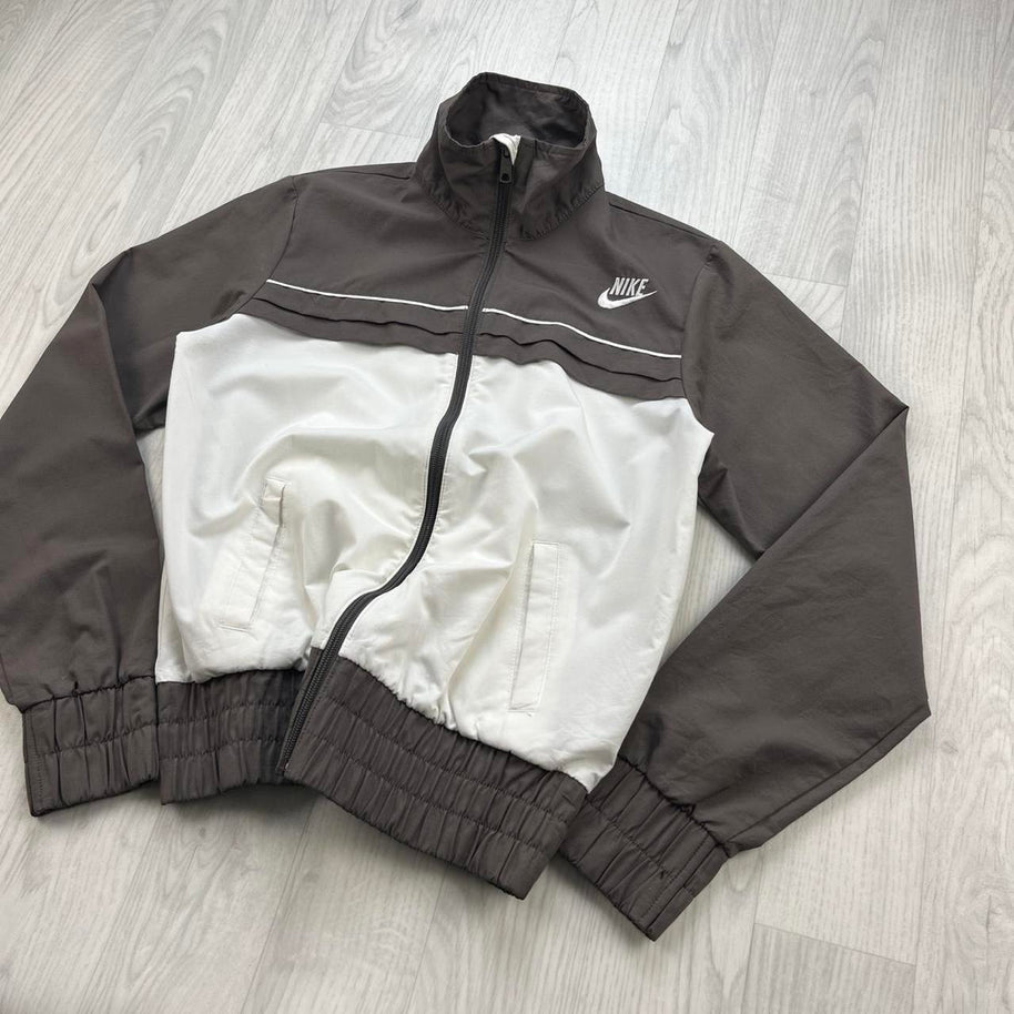VINTAGE Y2K NIKE WINDBREAKER TRACK JACKET BROWN / WHITE