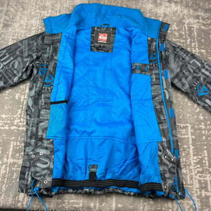 VINTAGE Y2K QUIKSILVER GRAPHIC SKI JACKET GREY