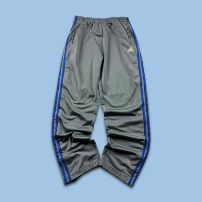 VINTAGE Y2K ADIDAS POPPER BAGGY TRACKSUIT BOTTOMS GREY