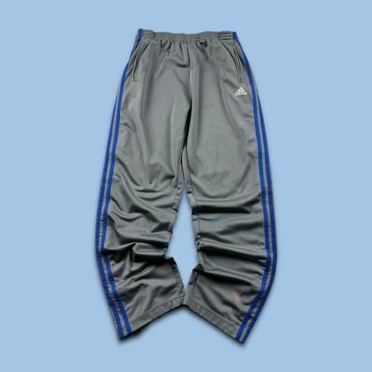 VINTAGE Y2K ADIDAS POPPER BAGGY TRACKSUIT BOTTOMS GREY