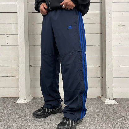 VINTAGE Y2K ADIDAS BAGGY TRACKSUIT BOTTOMS NAVY (L)