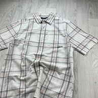 VINTAGE 00s BILLABONG GINGHAM CHECKERED SHORT SLEEVE BUTTON UP SHIRT WHITE