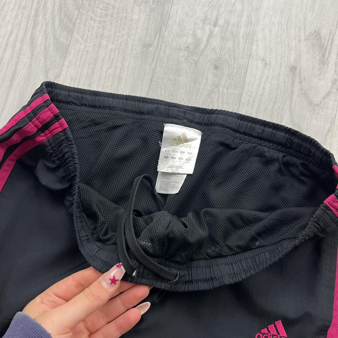 VINTAGE Y2K ADIDAS SIDE STRIPE BAGGY TRACKSUIT BOTTOMS BLACK PINK (M Ws)