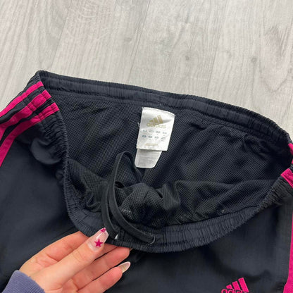 VINTAGE Y2K ADIDAS SIDE STRIPE BAGGY TRACKSUIT BOTTOMS BLACK PINK (M Ws)