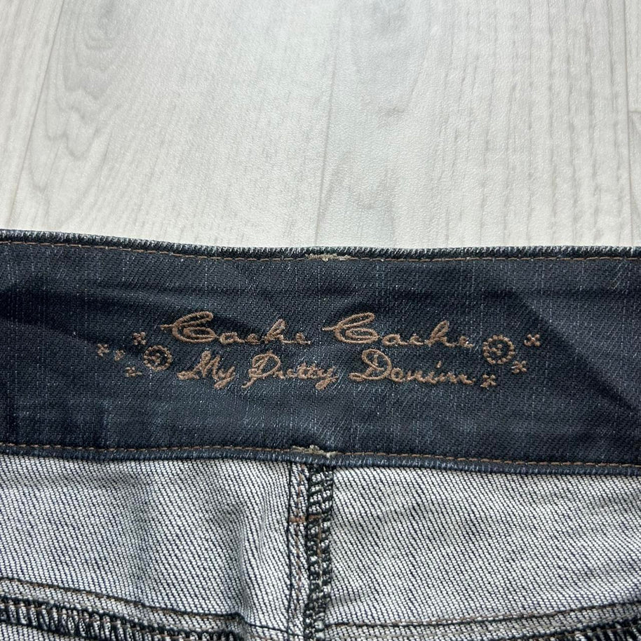 VINTAGE Y2K CACHE CACHE DENIM MINI-MIDI SKIRT BLUE
