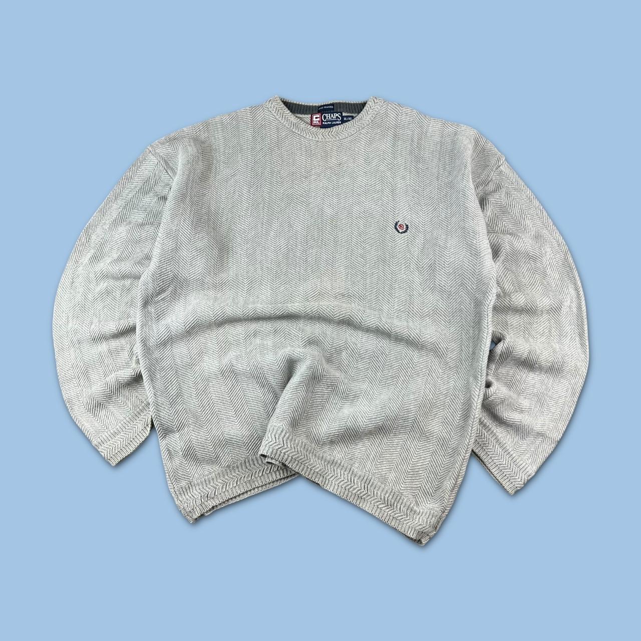 VINTAGE Y2K CHAPS RIBBED CHUNKY ESSENTIAL KNITTED JUMPER GREY