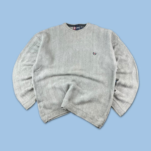 VINTAGE Y2K CHAPS RIBBED CHUNKY ESSENTIAL KNITTED JUMPER GREY