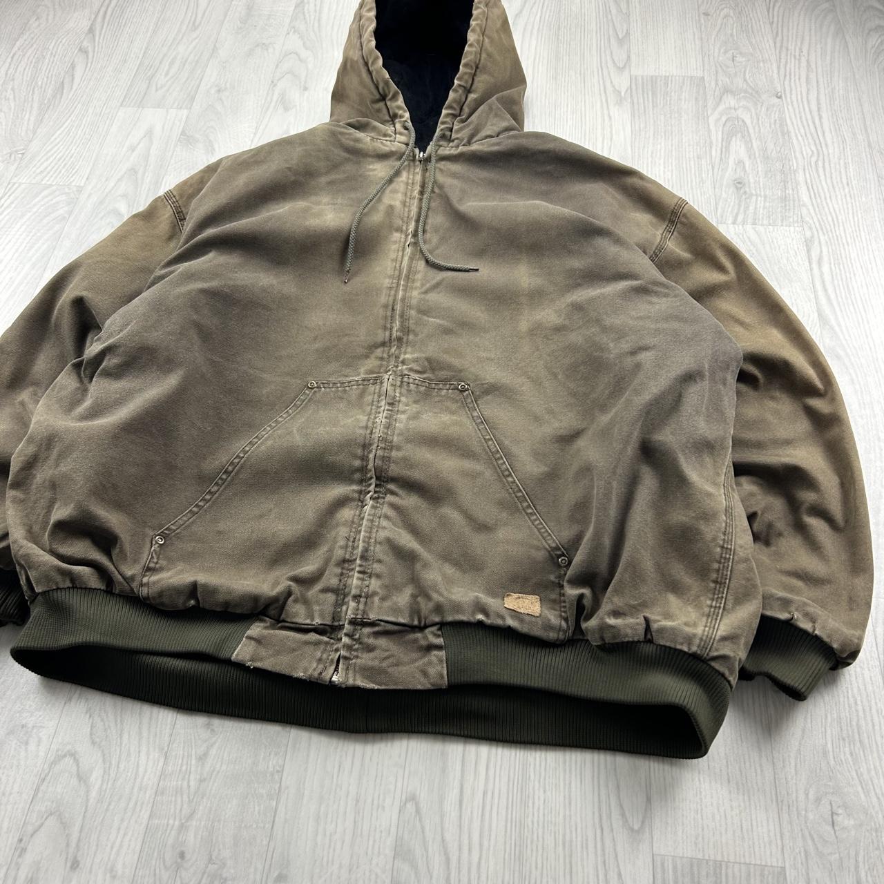 VINTAGE Y2K BERNE WORKWEAR ACTIVE HOODED BOMBER JACKET KHAKI