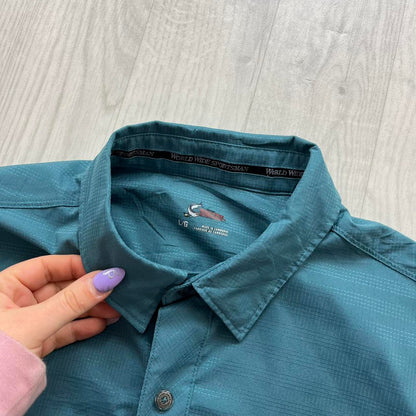 VINTAGE Y2K SHORT SLEEVE UTILITY SHIRT BLUE