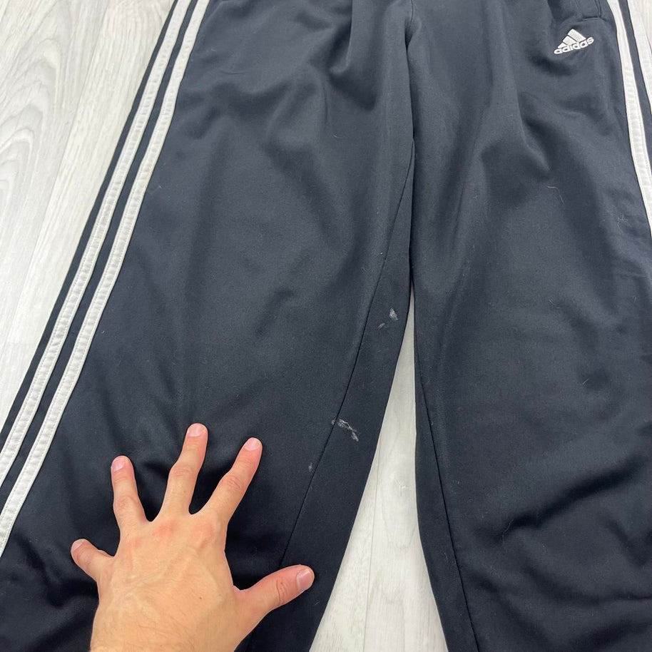 VINTAGE Y2K ADIDAS SIDE STRIPE POPPER TRACKSUIT BOTTOMS BLACK