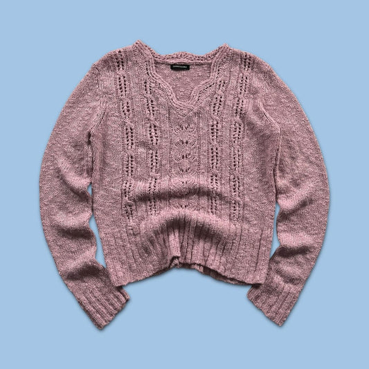 VINTAGE Y2K DUNNES CHUNKY KNITTED JUMPER BABY PINK
