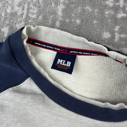 VINTAGE Y2K YANKEES MLB SPELL OUT SWEATSHIRT GREY / NAVY