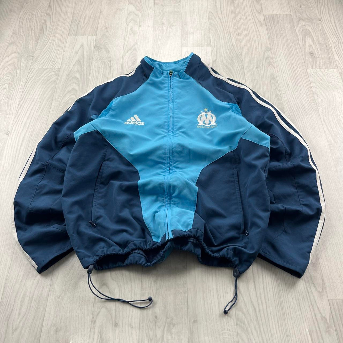 VINTAGE 04/05 ADIDAS MARSEILLE FOOTBALL LIGHTWEIGHT JACKET BLUE
