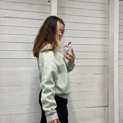 VINTAGE Y2K RUSSELL ATHLETIC SPELL OUT SWEATSHIRT PASTEL GREEN