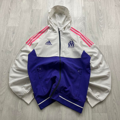 ADIDAS MARSEILLE FOOTBALL WINDBREAKER TRACK JACKET WHITE / PURPLE