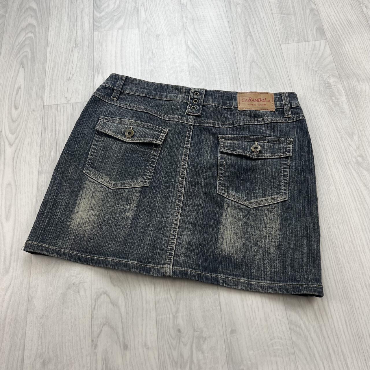 VINTAGE Y2K LOW RISE UTILITY DENIM MINI SKIRT BLUE WASH