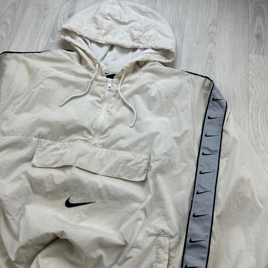 VINTAGE Y2K NIKE SWOOSH QUARTER ZIP WINDBREAKER JACKET WHITE
