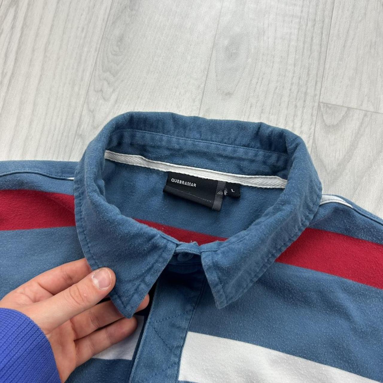 VINTAGE Y2K STRIPED LONG SLEEVE RUGBY POLO SHIRT BLUE / RED