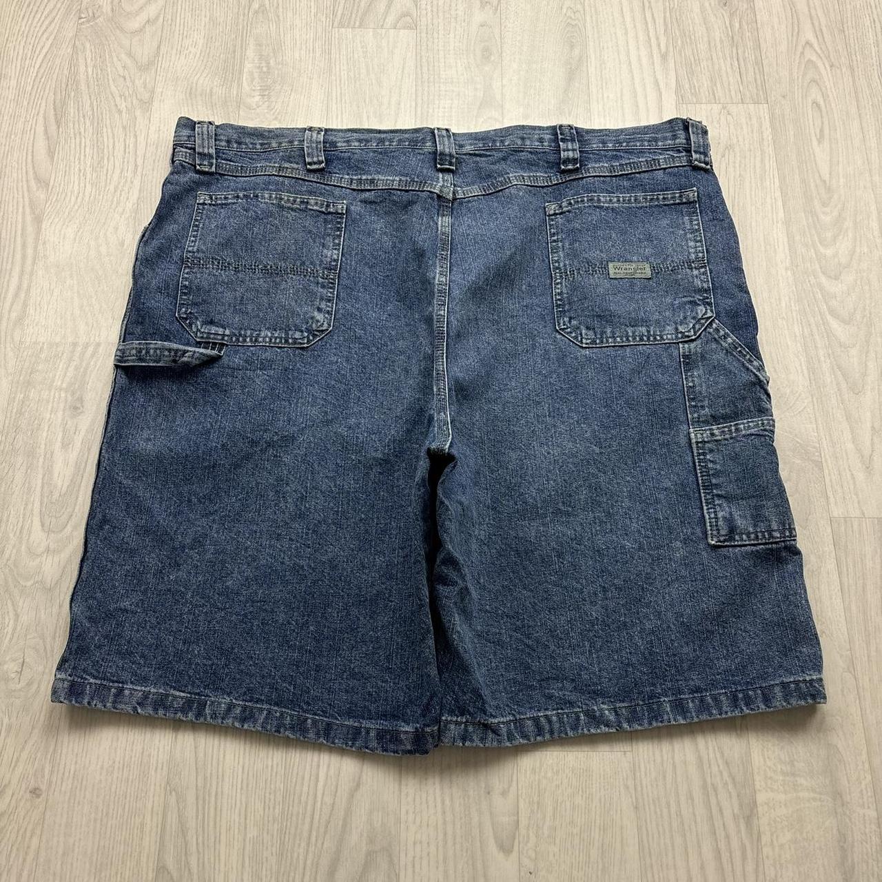 VINTAGE 00s WRANGLER BAGGY LOOSE CARPENTER JORTS BLUE