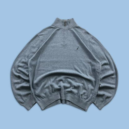 VINTAGE Y2K NAUTICA QUARTER ZIP KNITTED JUMPER BLUE