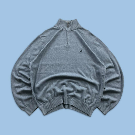 VINTAGE Y2K NAUTICA QUARTER ZIP KNITTED JUMPER BLUE