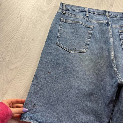 VINTAGE 00s WRANGLER BAGGY LOOSE CARPENTER JORTS BLUE