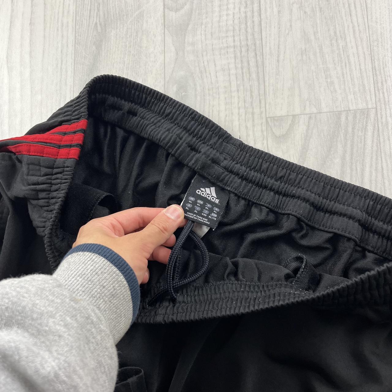 VINTAGE Y2K ADIDAS SIDE STRIPE BAGGY TRACKSUIT BOTTOMS BLACK RED