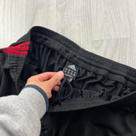 VINTAGE Y2K ADIDAS SIDE STRIPE BAGGY TRACKSUIT BOTTOMS BLACK RED