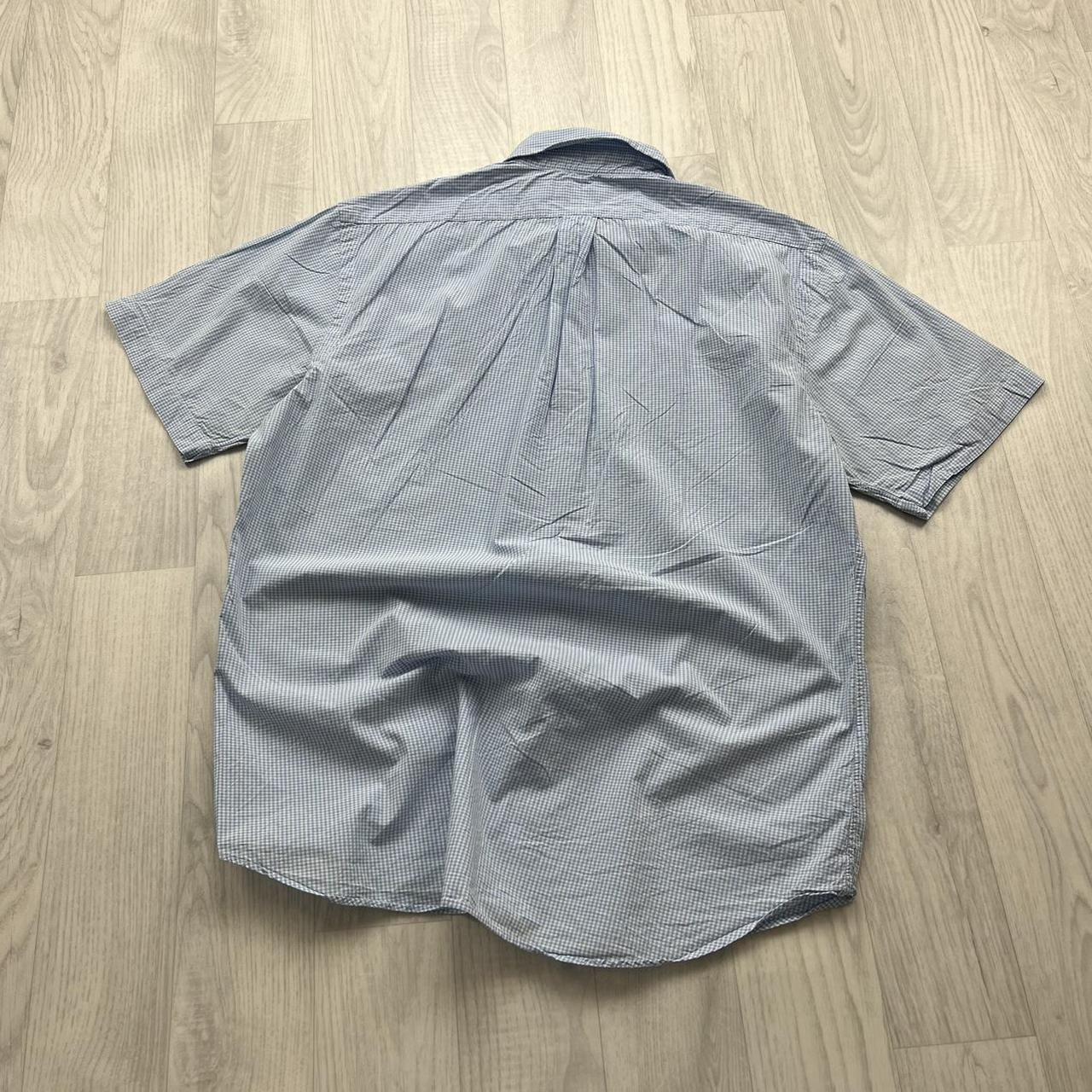 VINTAGE Y2K RALPH LAUREN CHECKERED BUTTON UP SHORT SLEEVE SHIRT BLUE