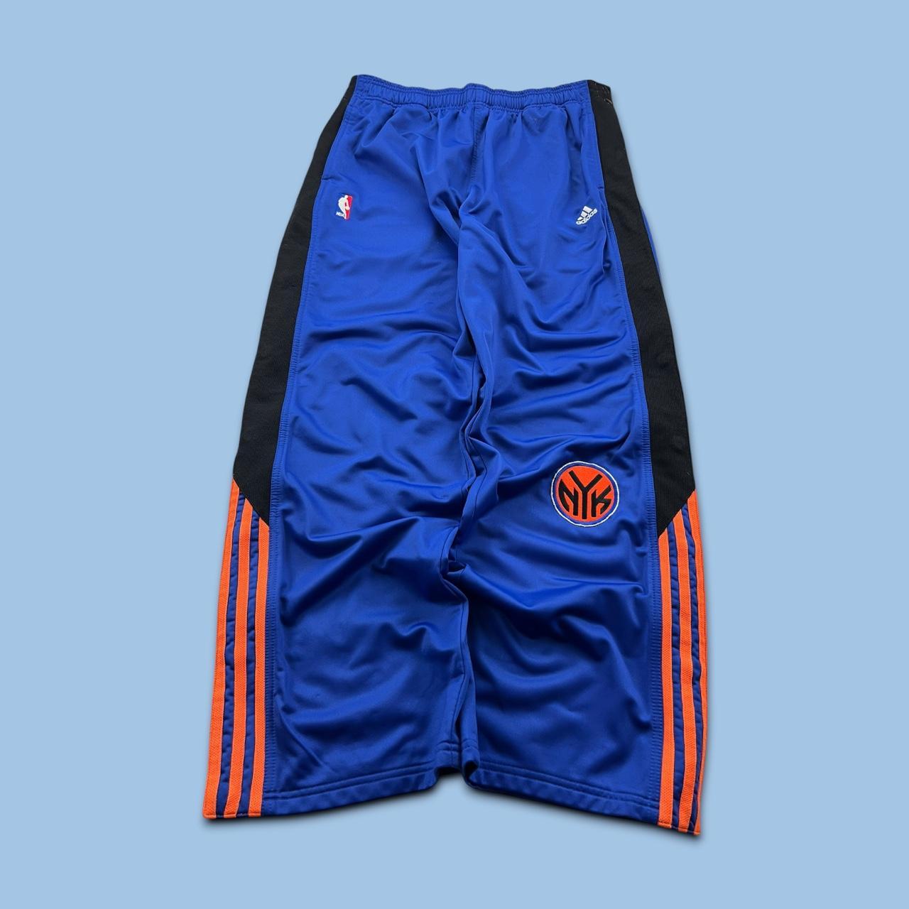 VINTAGE Y2K ADIDAS NEW YORK KNICKS BAGGY TRACKSUIT BOTTOMS BLUE