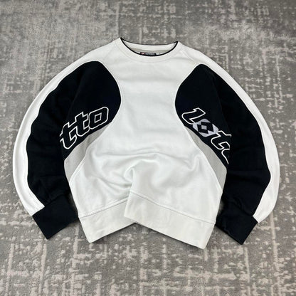 VINTAGE Y2K LOTTO PANELLED BOXY SWEATSHIRT WHITE BLACK