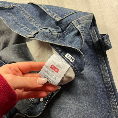 VINTAGE 00s WRANGLER BAGGY LOOSE CARPENTER JORTS BLUE