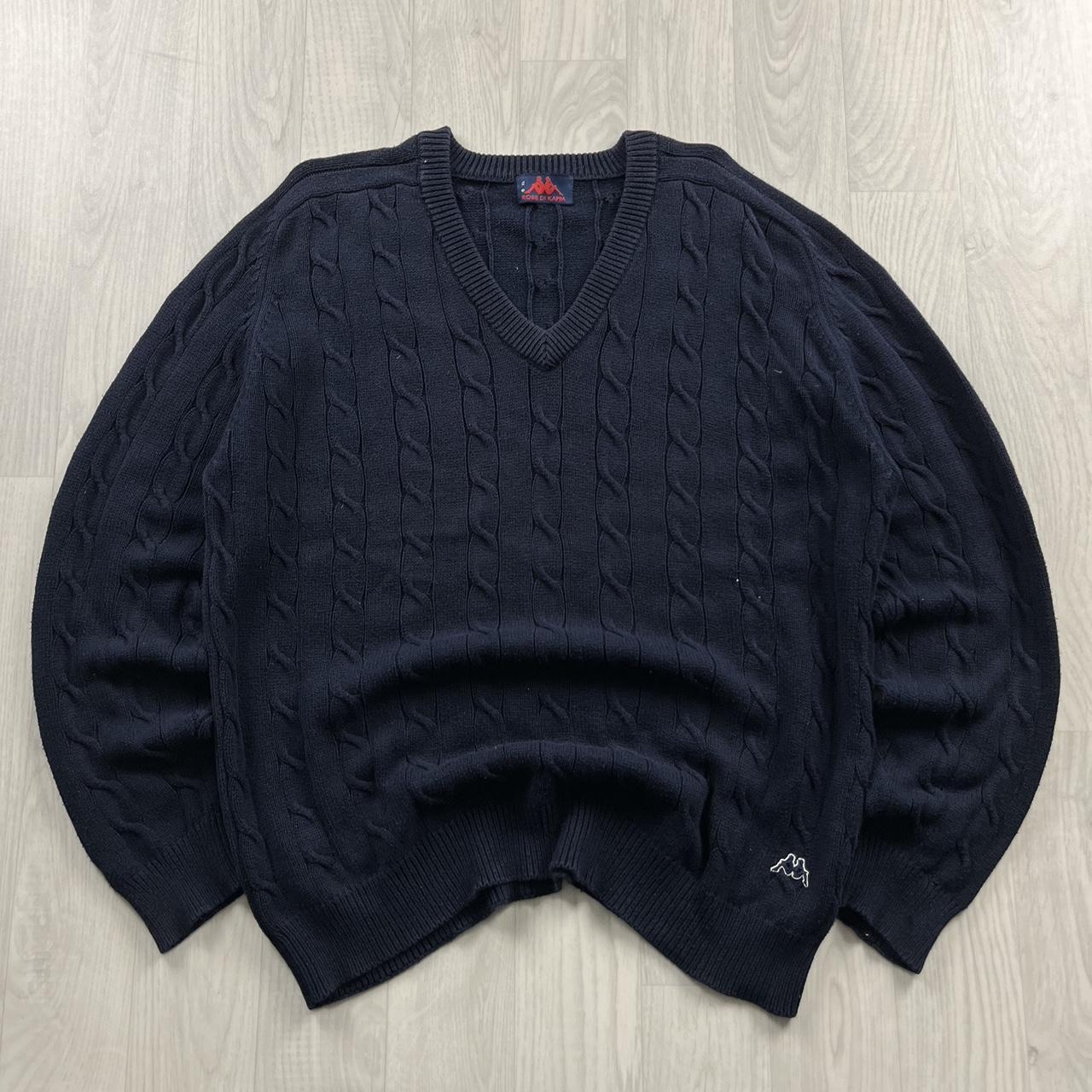 VINTAGE Y2K KAPPA CHUNKY CABLE KNITTED JUMPER NAVY