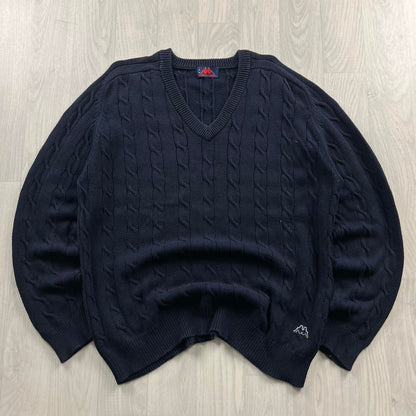 VINTAGE Y2K KAPPA CHUNKY CABLE KNITTED JUMPER NAVY