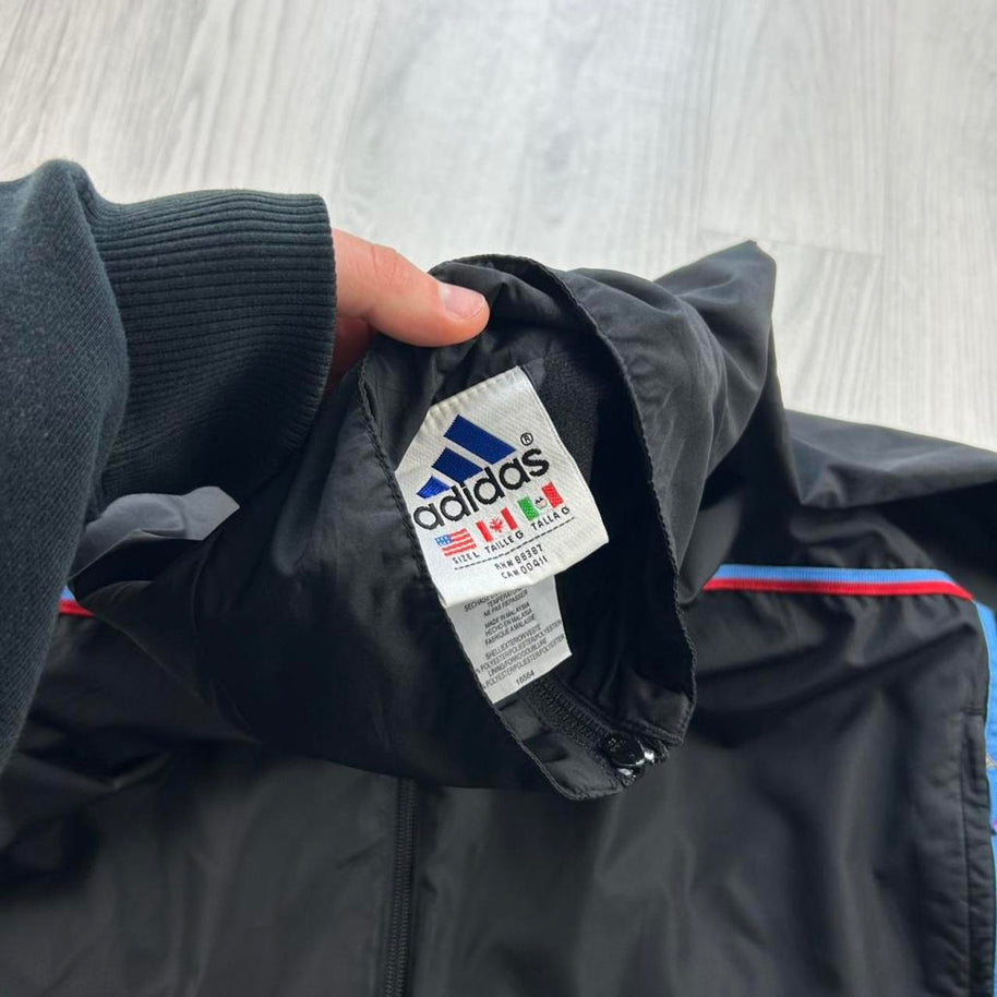 VINTAGE 90s ADIDAS CROPPED WINDBREAKER TRACK JACKET BLACK